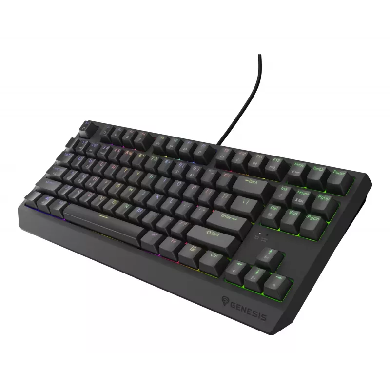 Mehāniskā spēļu tastatūra Genesis Thor 230 TKL — Tenkeyless, US QWERTY, Outemu Brown slēdži, RGB, 1000 Hz, USB