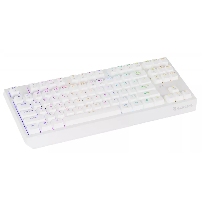 Bezvadu spēļu tastatūra GENESIS Thor 230 TKL — USB, RF Wireless, Bluetooth, QWERTY, Balta