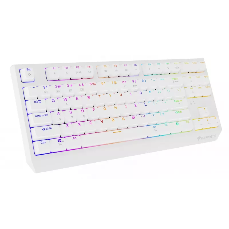 Bezvadu spēļu tastatūra GENESIS Thor 230 TKL — USB, RF Wireless, Bluetooth, QWERTY, Balta