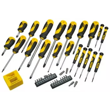 Manuālais skrūvgriežu komplekts STANLEY STHT0-62113 ar Phillips, Robertson un Torx uzgaļiem, magnētiskiem uzgaļiem, ergonomiskiem rokturiem