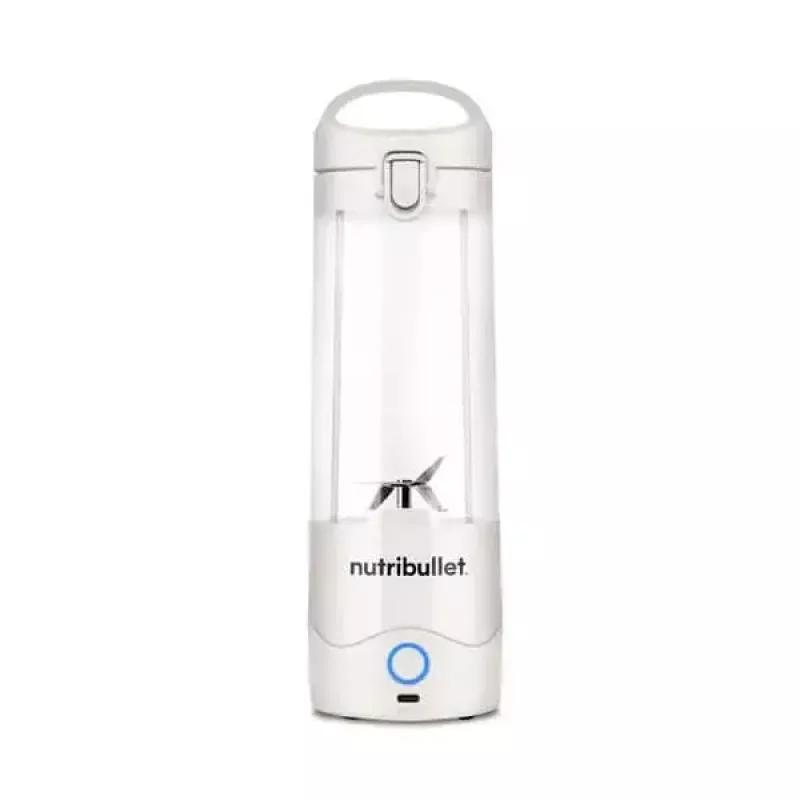 Sporta blenderis NUTRIBULLET Portable 0,475 L balts ar Tritan bļodu un nerūsējošā tērauda asmeņiem, darbināms ar baterijām