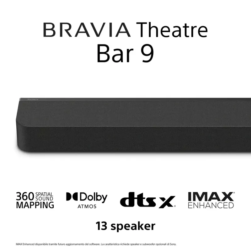 Sony BRAVIA Theatre Bar 9 – Dolby Atmos® skaņas josla, 13 skaļruņi, Wi-Fi®, Bluetooth®, 360 Spatial Sound Mapping