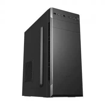 PC Case FSP CMT160 Midi Tower Melns — supports ATX/µATX/ITX, 1×3.5 inch + 2×2.5 inch bays, 1×5.25 inch, USB 3.2 Gen1 Type-A, 173×370×410 mm