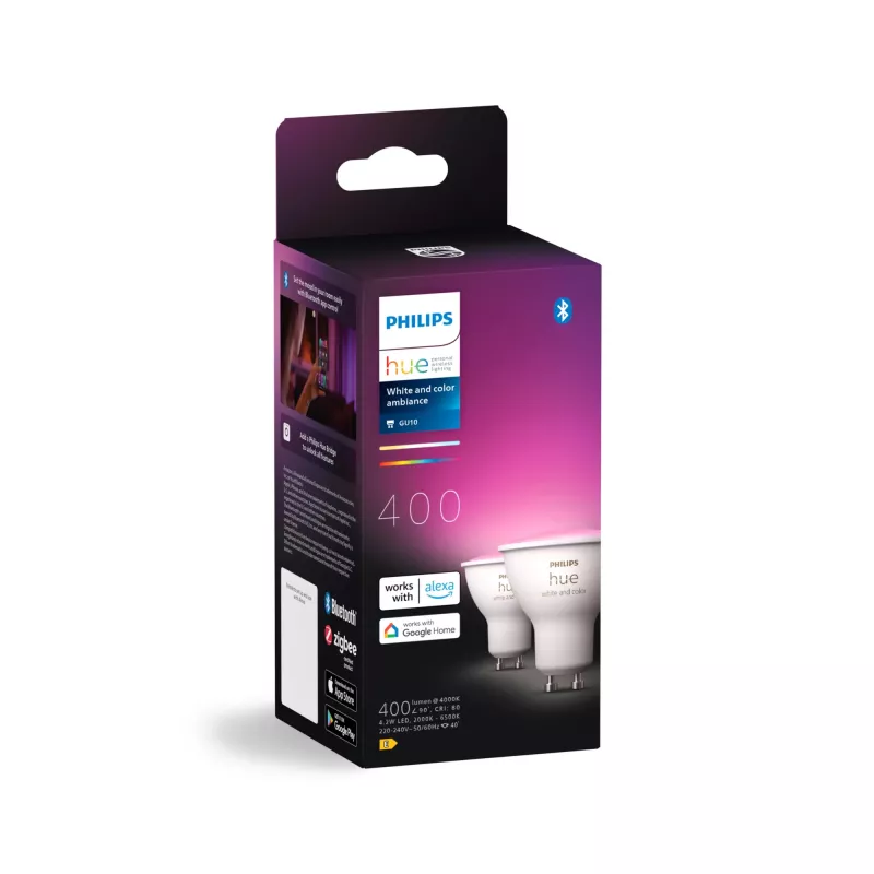 Philips Hue balta and colour ambience GU10 – viedais prožektors – (2 gab. iepakojumā)