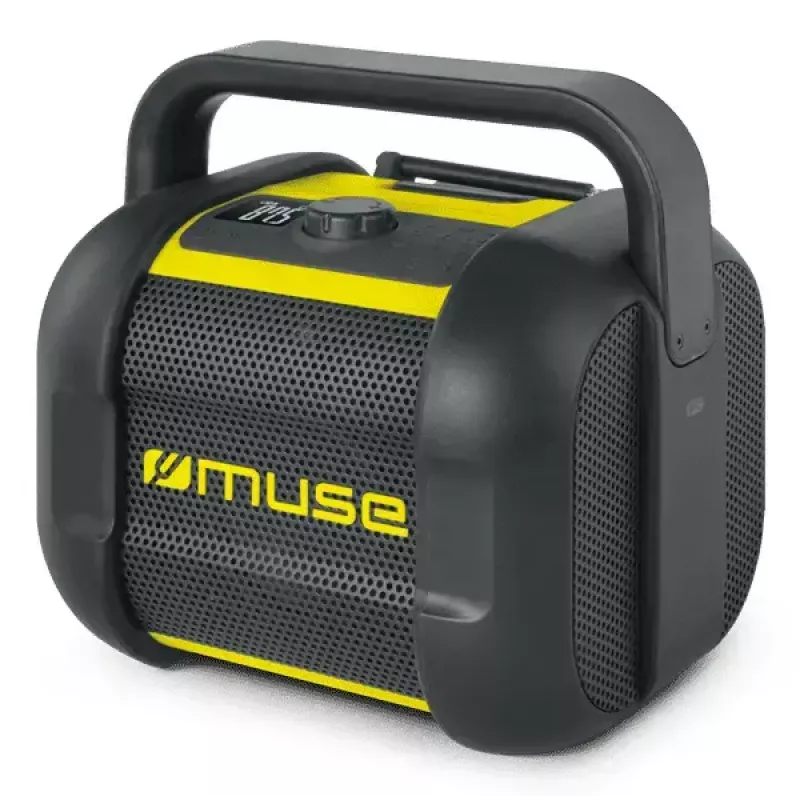 Darba vietas radio Muse M-968 BTY — Analogais FM, 40 W RMS, Bluetooth 10 m, Putekļu/triecienizturīgs, Melns/Dzeltens