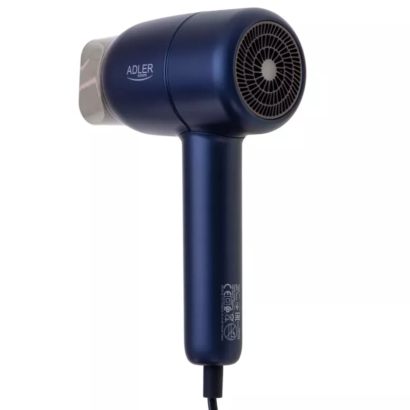 Matu žāvētājs Adler AD 2279b 1800 W, 2 temperatūras iestatījumi, 2 ātrumi, jonu funkcija, zils