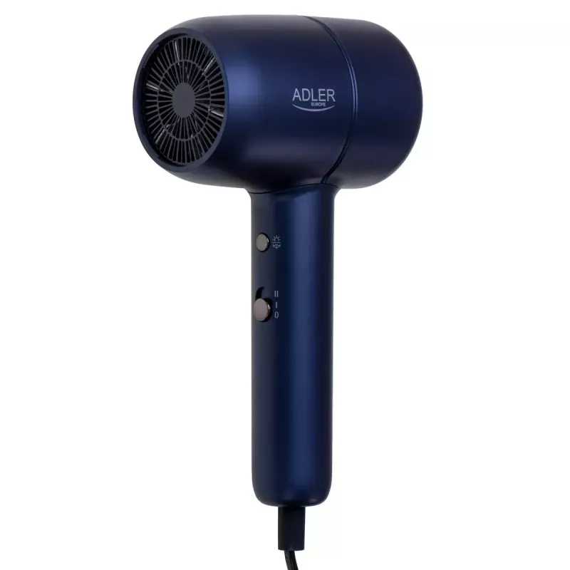 Matu žāvētājs Adler AD 2279b 1800 W, 2 temperatūras iestatījumi, 2 ātrumi, jonu funkcija, zils