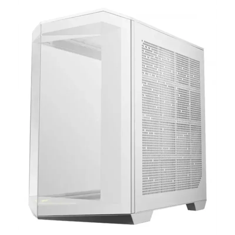 PC korpuss MSI MAG PANO 100R PZ Midi Tower balts — ATX, 380 mm GPU, 166 mm CPU dzesētājs, 8 paplašināšanas sloti, 3×2,5 collu + 2×3,5 collu, USB-A×2, USB-C×1