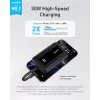 Anker Zolo 10000mAh pārnēsājams akumulators, 30W īpaši ātra uzlāde, integrēts USB-C kabelis, melns