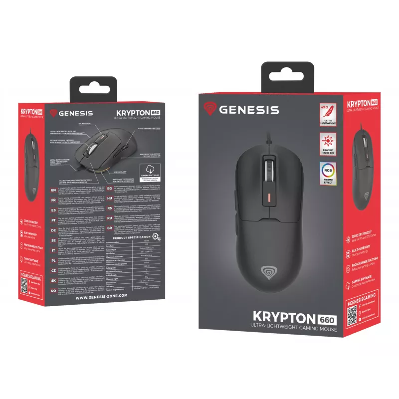 GENESIS Krypton 660 pele Spēlēm Labās rokas USB Type-A Optiskais 12000 DPI
