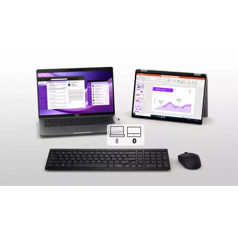 DELL KM555 Klusā tastatūra un pele komplektā Universāls RF bezvadu + Bluetooth QWERTY US International Melns