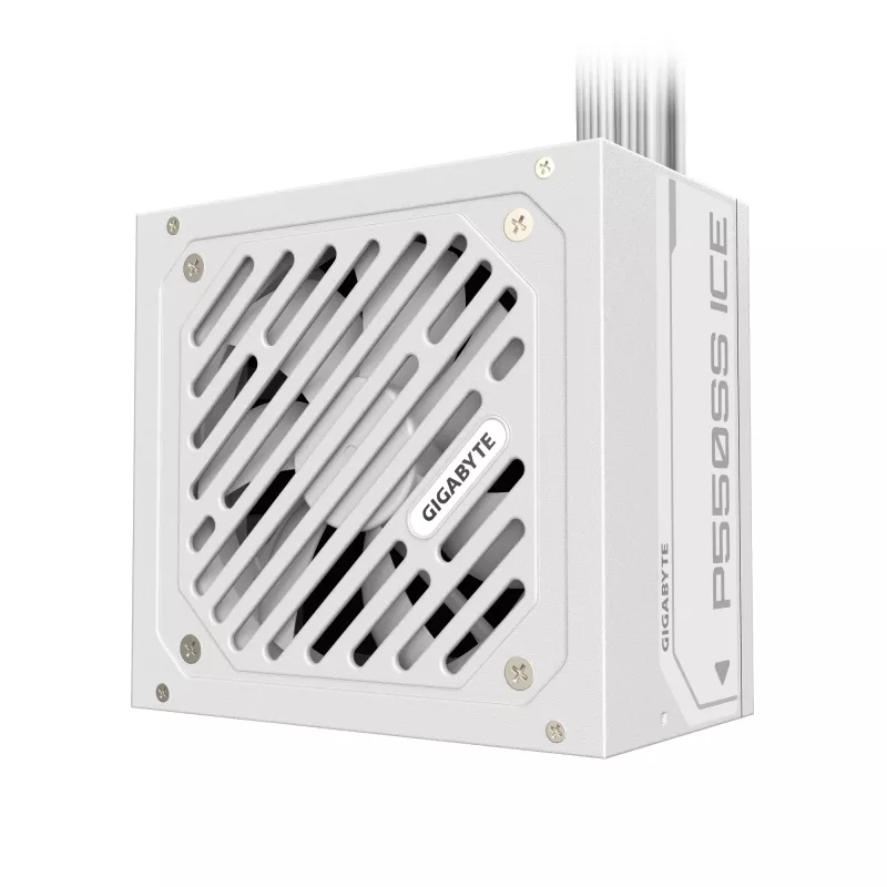 GIGABYTE P550SS ICE barošanas bloks - PCIe 5.0, 80 PLUS Silver, 120mm ventilators, ATX 3.0 saderīgs, EU kontaktdakša