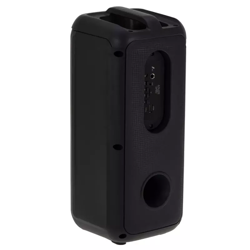 Pārnēsājams skaļrunis Adler AD 1903, 2×5 W, Bluetooth, FM radio, LED, 1500 mAh baterija, AUX, USB, melns