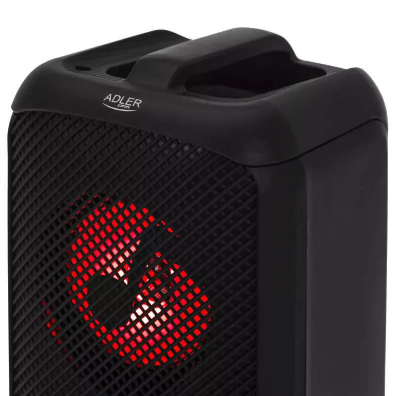 Pārnēsājams skaļrunis Adler AD 1903, 2×5 W, Bluetooth, FM radio, LED, 1500 mAh baterija, AUX, USB, melns
