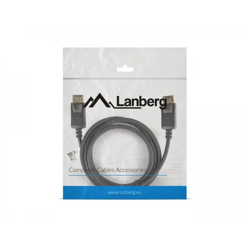 LANBERG DisplayPort M/M kabelis 19 kontaktu V1.2 4k 1.8m melns