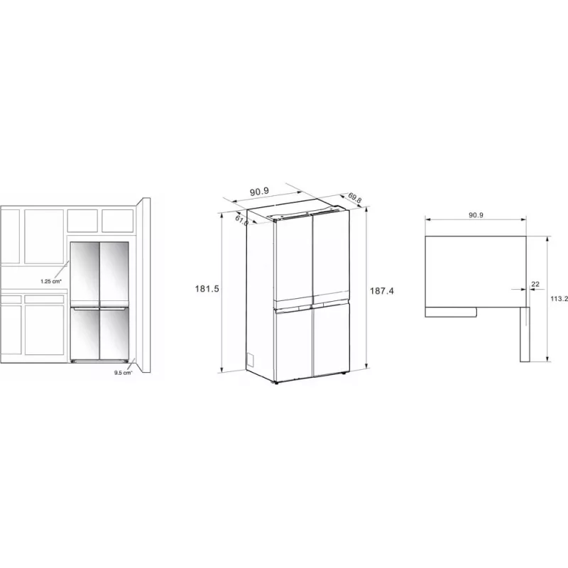 Whirlpool WQ9I FO2BX EF ledusskapis Side-by-Side brīvstāvošs 592 L melns