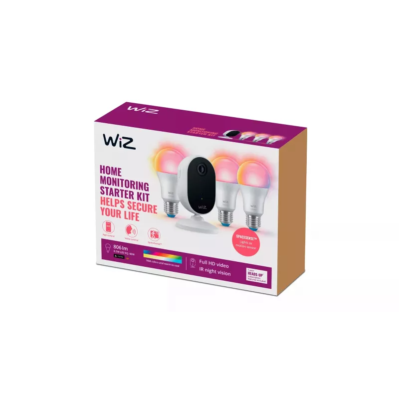 WiZ Home monitoring starter kit, Smart lighting kit, Wi-Fi/Bluetooth, balta, Wi-Fi 4 (802.11n), 802.11b, 802.11g, WPA2, WPA3, LED