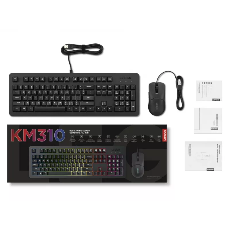 Lenovo GX31N91913 tastatūra ar peli Gaming USB US English Black