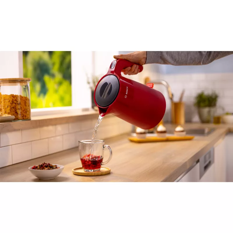 Bosch TWK2M164 elektriskā tējkanna 1,7 L 2400 W Melna, Pelēka, Sarkana