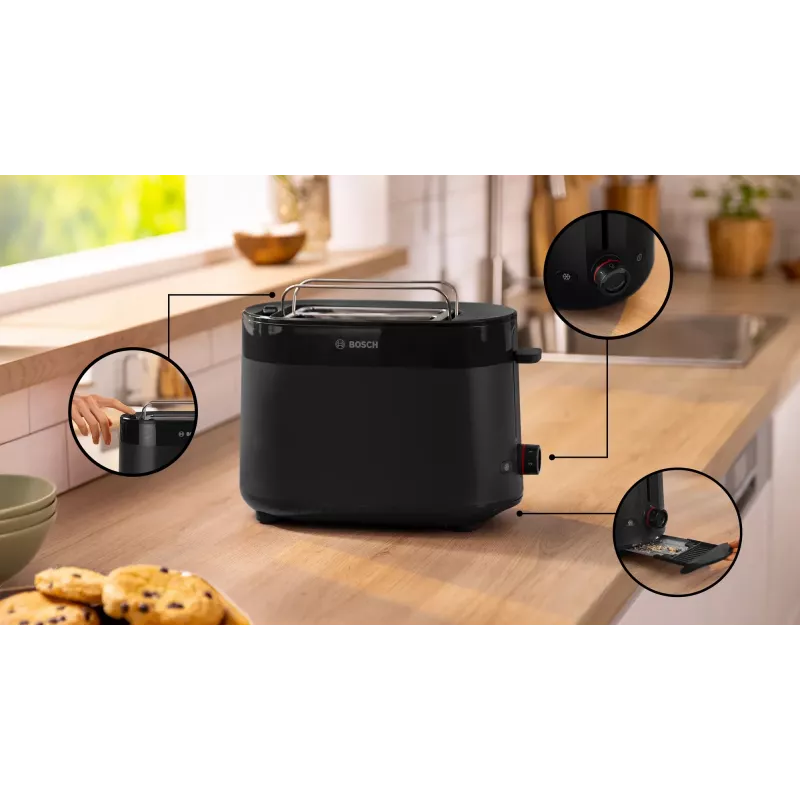 Bosch TAT2M123 tosteris 6 2 šķēles 950 W Melns