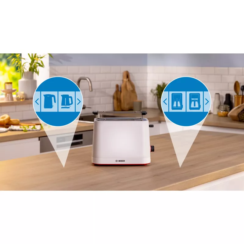 Bosch TAT3M121 tosteris 4 šķēlēm 950 W Balts
