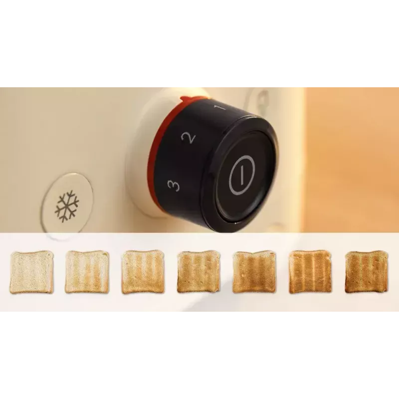 Tosteris Bosch Compact TAT3M127 — 2 šķēlīšu bēša plastmasas korpusa, kompakts dizains