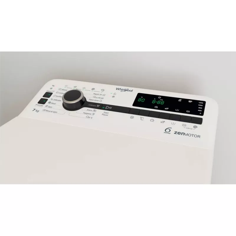 Whirlpool TDLRB 7232BS EU veļas mazgājamā mašīna ar augšējo ielādi 7 kg 1151 apgr./min. Balta