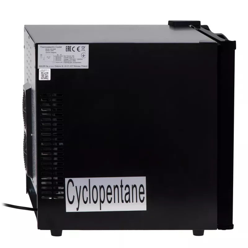 Termoelektriskais dzesētājs Adler AD 8089 28 L — portatīvs melns, 65 W, 35 dB, LED gaisma