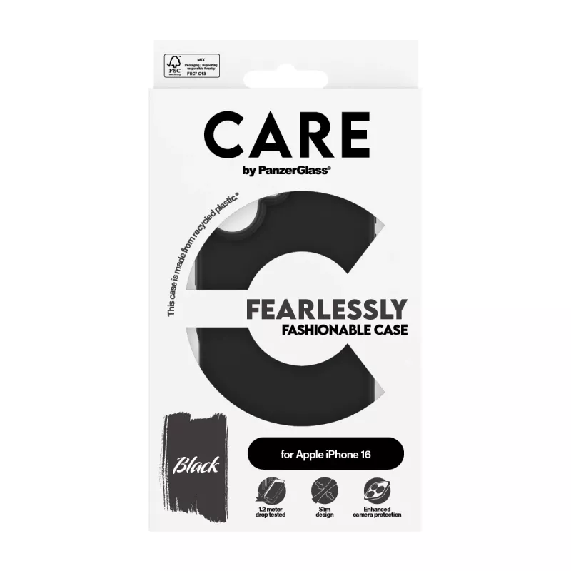 Cover PanzerGlass CARE by moderns vāciņš Melns iPhone 16 Transparent