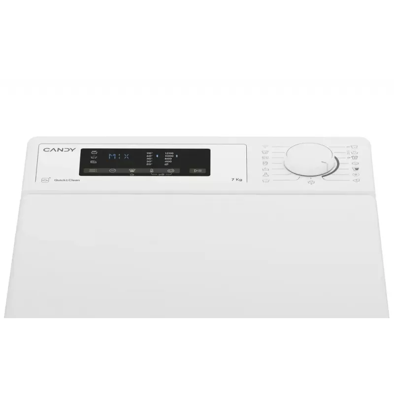 Veļas mašīna CANDY TCA273D3-S ar augšējo ielādi 7 kg, 1200 apgr./min, energoefektivitātes klase C, balta