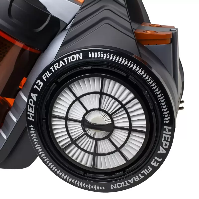 Bezmaisa putekļsūcējs Adler AD 7065 — 700 W, 1,6 L putekļu tvertne, HEPA, 9 m darbības rādiuss, melns/sarkans