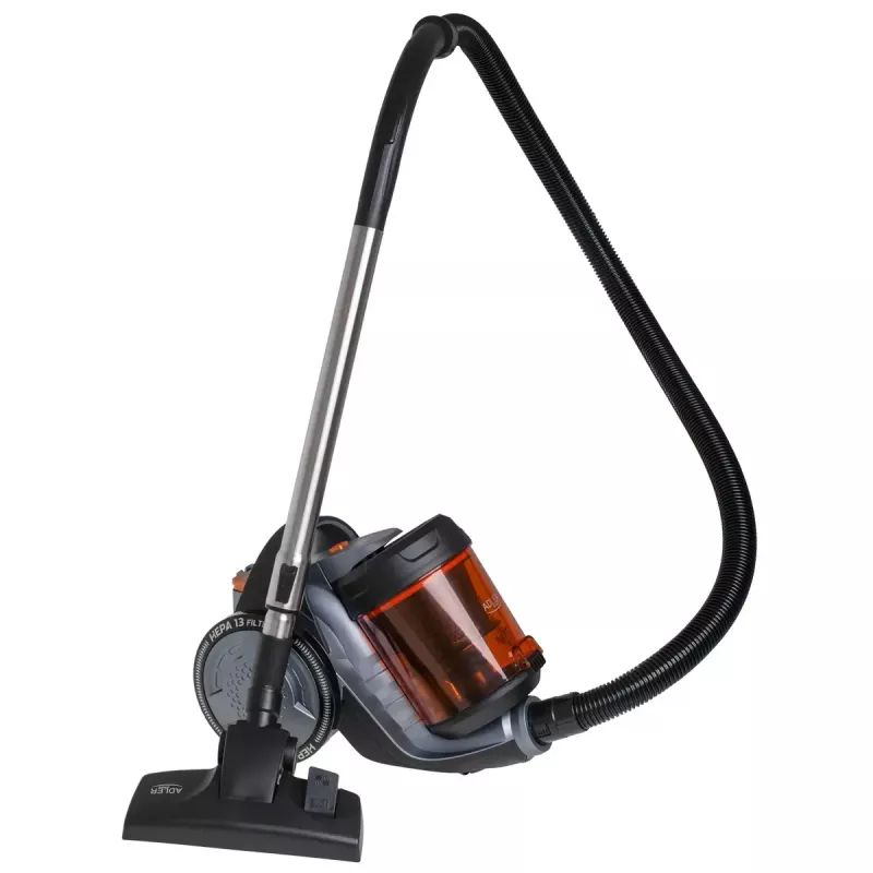 Bezmaisa putekļsūcējs Adler AD 7065 — 700 W, 1,6 L putekļu tvertne, HEPA, 9 m darbības rādiuss, melns/sarkans