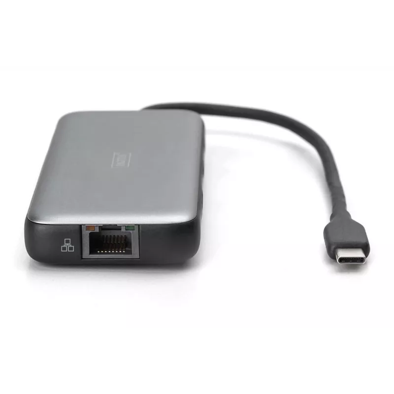 DIGITUS USB-C dokstacija, 7 porti - HDMI / 2x USB-A 3.2 Gen 2 / GbE / SD / MicroSD - 100W USB Power Delivery