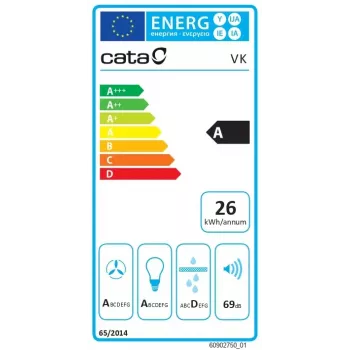 Wall-mounted cooker hood CATA VK 6000 WH, 60 cm, charcoal filter, 398 m³/h, 60 dB, energy class A