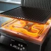 Philips 7000 series Kontaktgrils, Melns, Taisnstūrveida, Skārienjutīgs, 220 °C, Eņģes vāks, Bloķējams vāks, 180°