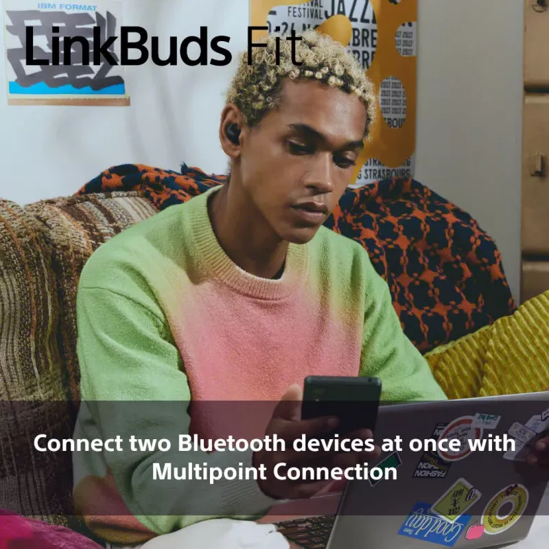 Bezvadu austiņas Sony LinkBuds Fit WFLS910NB — Bluetooth, 20–20000 Hz, 10 m diapazons, 75 g, melnas