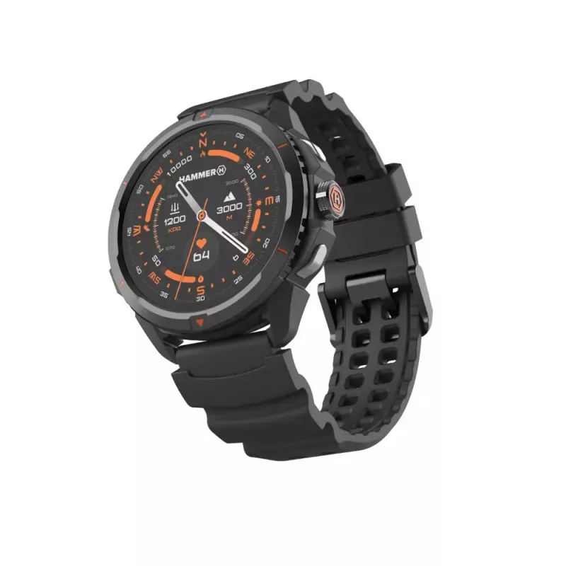 Viedpulkstenis Hammer Hammer Watch 2 Melns — 1,5 collu AMOLED, GPS, ūdensizturīgs, sirdsdarbības mērītājs, fitnesa izsekošana