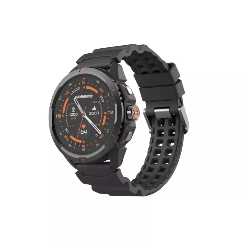 Viedpulkstenis Hammer Hammer Watch 2 Melns — 1,5 collu AMOLED, GPS, ūdensizturīgs, sirdsdarbības mērītājs, fitnesa izsekošana