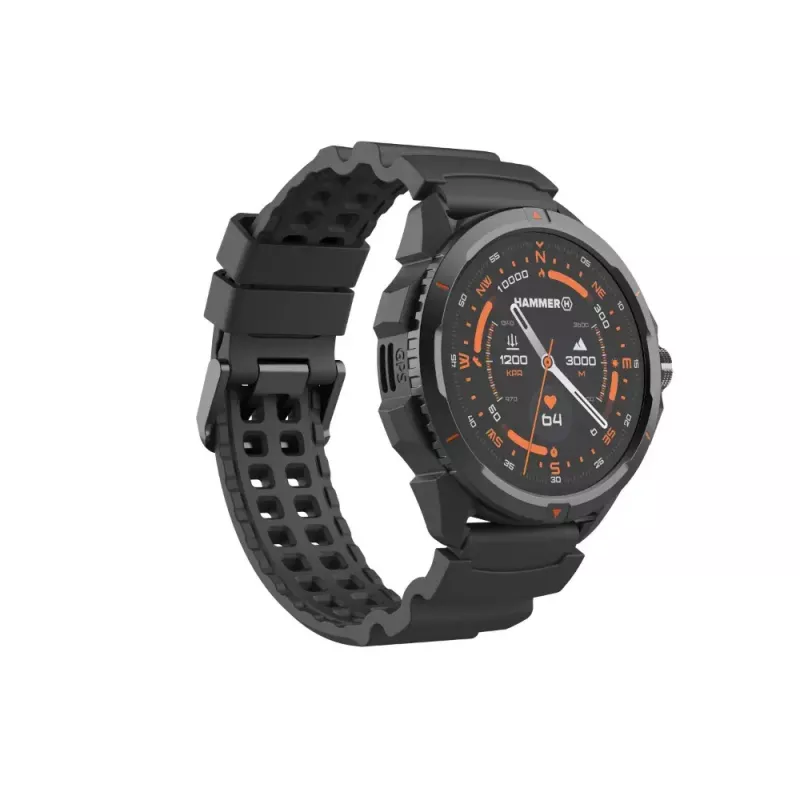 Viedpulkstenis Hammer Hammer Watch 2 Melns — 1,5 collu AMOLED, GPS, ūdensizturīgs, sirdsdarbības mērītājs, fitnesa izsekošana