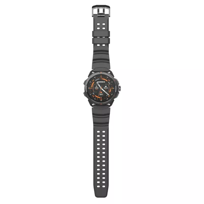 Viedpulkstenis Hammer Hammer Watch 2 Melns — 1,5 collu AMOLED, GPS, ūdensizturīgs, sirdsdarbības mērītājs, fitnesa izsekošana