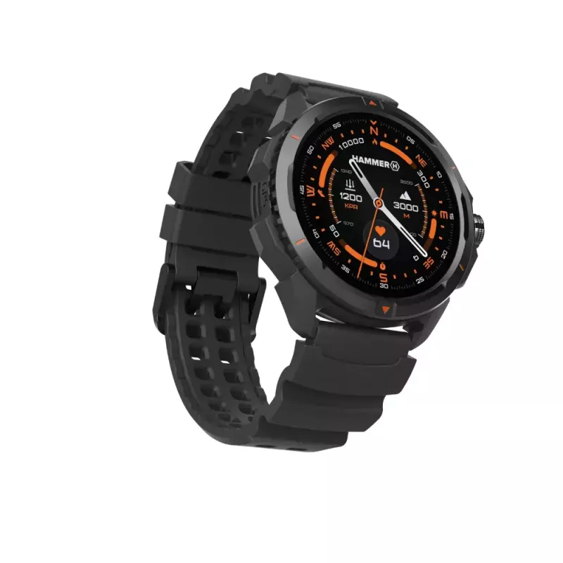 Viedpulkstenis Hammer Hammer Watch 2 Melns — 1,5 collu AMOLED, GPS, ūdensizturīgs, sirdsdarbības mērītājs, fitnesa izsekošana