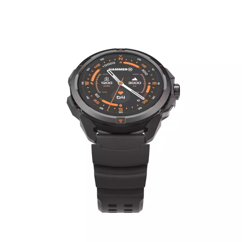 Viedpulkstenis Hammer Hammer Watch 2 Melns — 1,5 collu AMOLED, GPS, ūdensizturīgs, sirdsdarbības mērītājs, fitnesa izsekošana