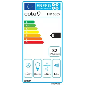 Iebūvējams teleskopisks tvaika nosūcējs CATA TFK 6005 X, nerūsējošais tērauds, 60 cm, 390 m³/h, mehānisks, energoefektivitātes klase B, CSLED