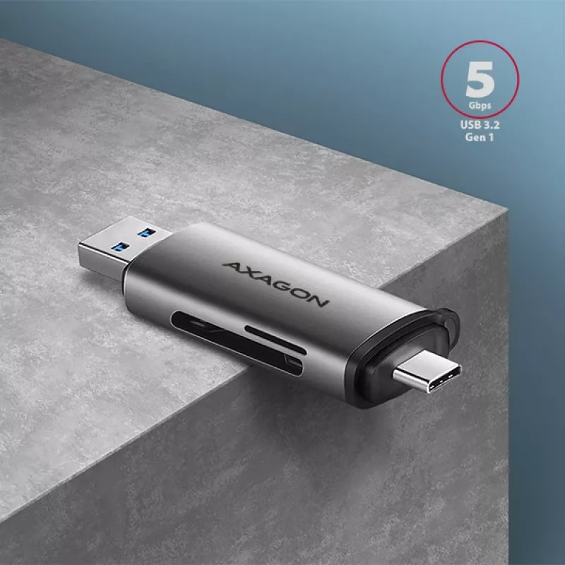 Axagon CRE-SAC SuperSpeed USB-C+USB-A karšu lasītājs 5 Gbps
