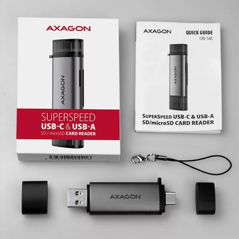 Axagon CRE-SAC SuperSpeed USB-C+USB-A karšu lasītājs 5 Gbps
