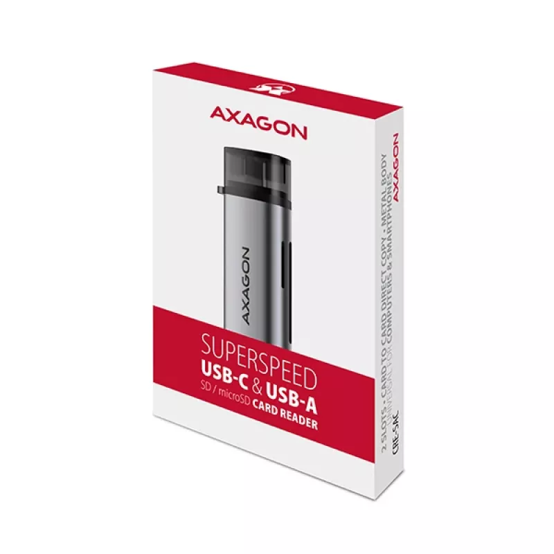 Axagon CRE-SAC SuperSpeed USB-C+USB-A karšu lasītājs 5 Gbps
