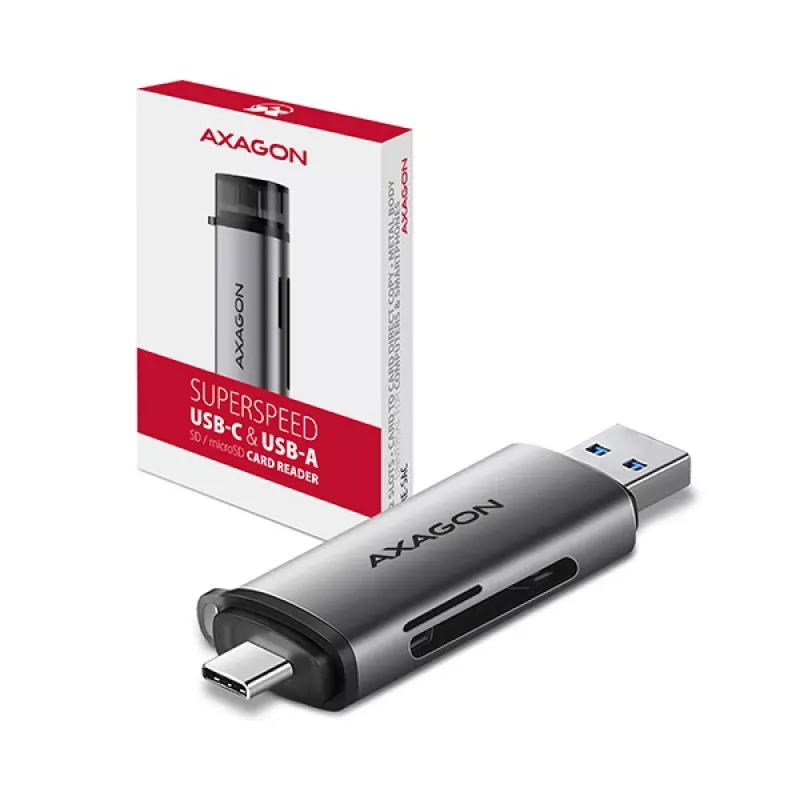 Axagon CRE-SAC SuperSpeed USB-C+USB-A karšu lasītājs 5 Gbps
