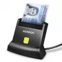 Axagon universālais galda USB viedkaršu/ID karšu lasītājs ar garu USB-A kabeli. Piemērots eObanka lietojumprogrammai. viedkaršu lasītājs Iekštelpās USB 2.0 Melns