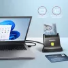 Axagon universālais galda USB viedkaršu/ID karšu lasītājs ar garu USB-A kabeli. Piemērots eObanka lietojumprogrammai. viedkaršu lasītājs Iekštelpās USB 2.0 Melns