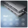 Axagon HMC-8HLSA, USB 5Gbps centrmezgls, 3x USB-A, HDMI 4k/60Hz, RJ-45, SD/microSD, audio, PD 100W